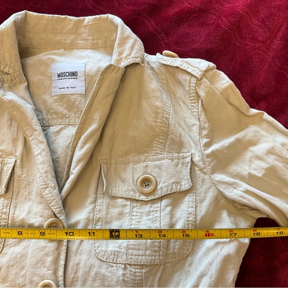 MOSCHINO Beige Button-UpLightweight Jacket, Flap Pockets - Medium - Picture 8 of 14